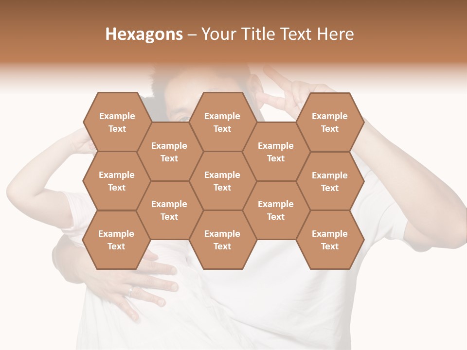 Young Chinese Father Posing With Daughter Making Victory Signs With Their Hands, Happily Smiling Looking At Camera PowerPoint Template