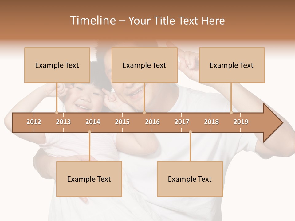 Young Chinese Father Posing With Daughter Making Victory Signs With Their Hands, Happily Smiling Looking At Camera PowerPoint Template