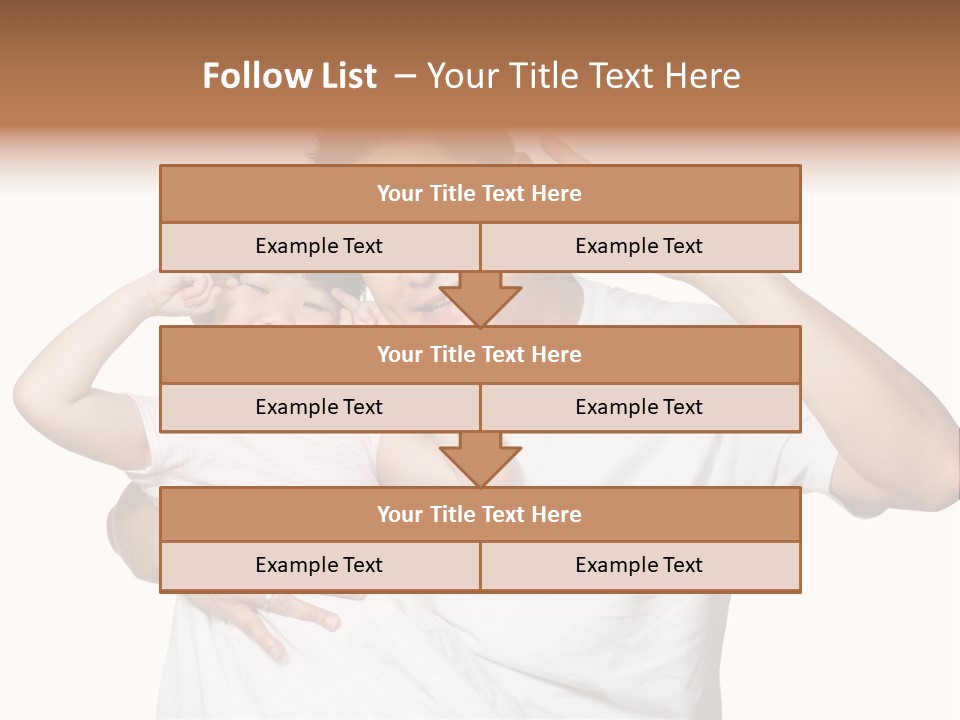 Young Chinese Father Posing With Daughter Making Victory Signs With Their Hands, Happily Smiling Looking At Camera PowerPoint Template