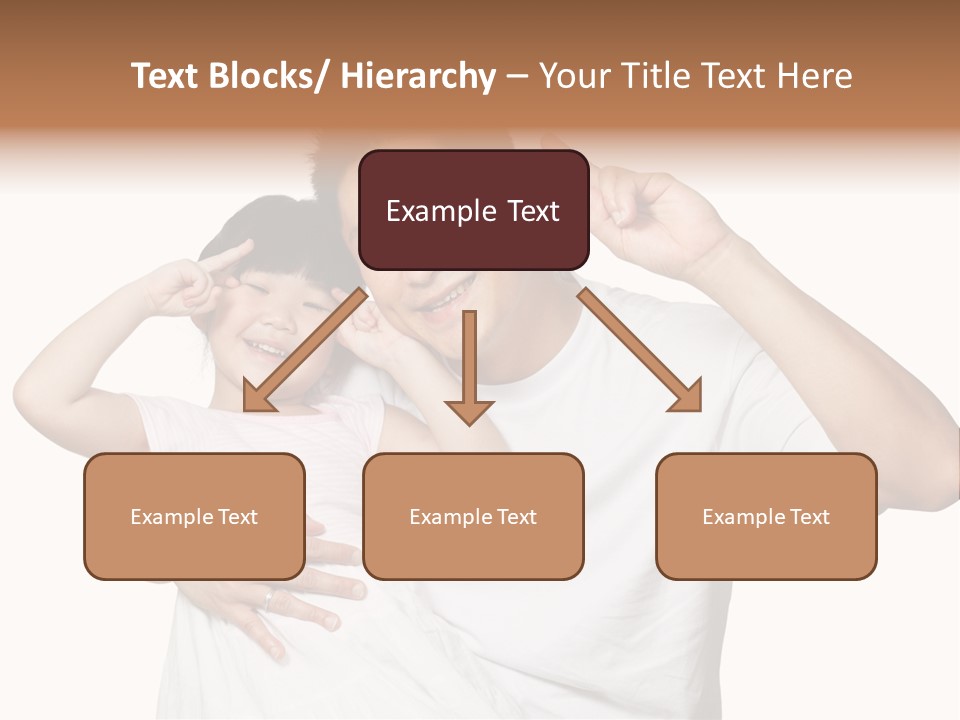 Young Chinese Father Posing With Daughter Making Victory Signs With Their Hands, Happily Smiling Looking At Camera PowerPoint Template