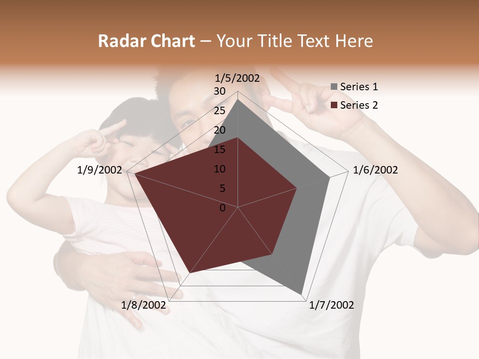 Young Chinese Father Posing With Daughter Making Victory Signs With Their Hands, Happily Smiling Looking At Camera PowerPoint Template
