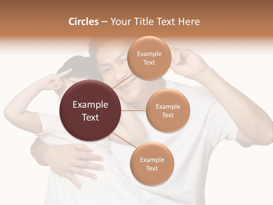 Young Chinese Father Posing With Daughter Making Victory Signs With Their Hands, Happily Smiling Looking At Camera PowerPoint Template