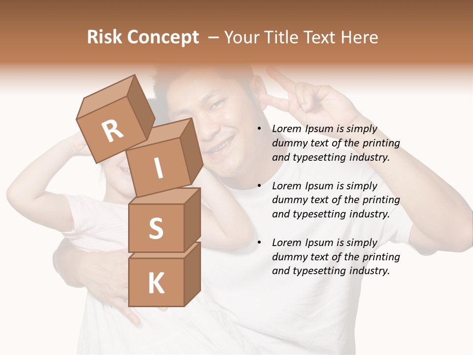 Young Chinese Father Posing With Daughter Making Victory Signs With Their Hands, Happily Smiling Looking At Camera PowerPoint Template