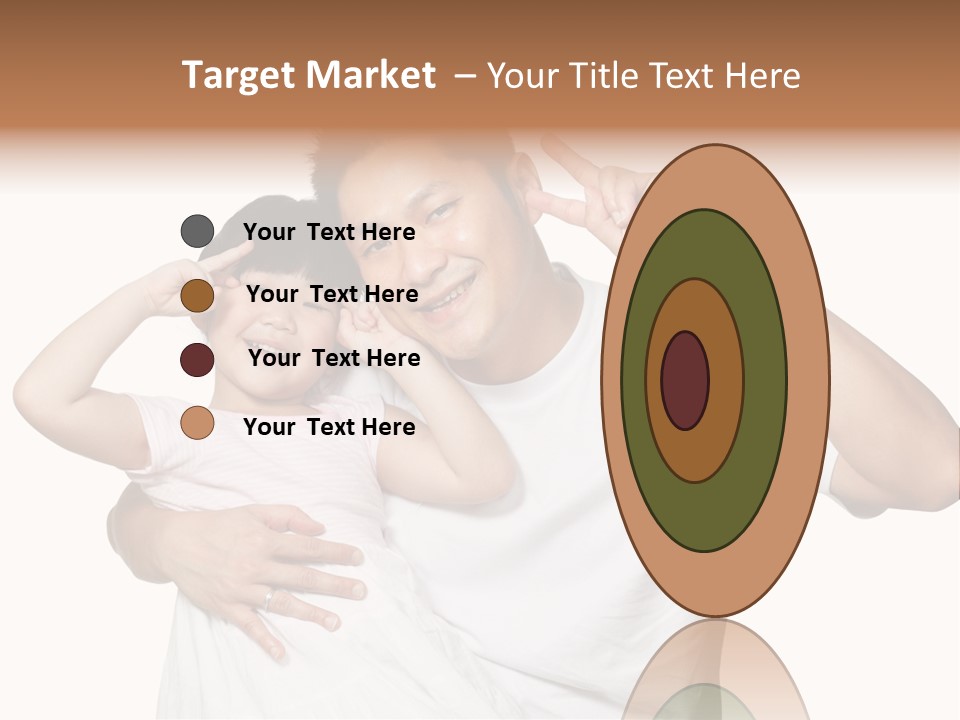 Young Chinese Father Posing With Daughter Making Victory Signs With Their Hands, Happily Smiling Looking At Camera PowerPoint Template