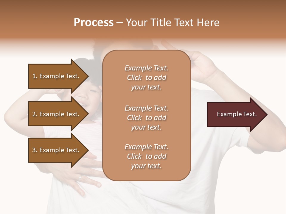 Young Chinese Father Posing With Daughter Making Victory Signs With Their Hands, Happily Smiling Looking At Camera PowerPoint Template