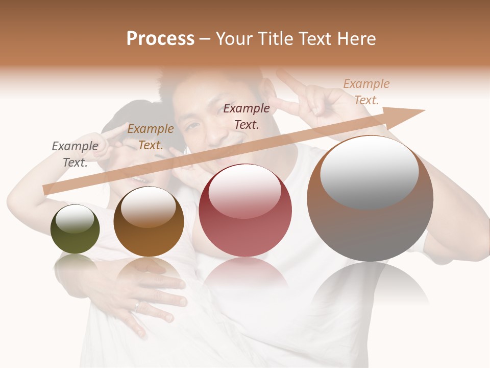 Young Chinese Father Posing With Daughter Making Victory Signs With Their Hands, Happily Smiling Looking At Camera PowerPoint Template