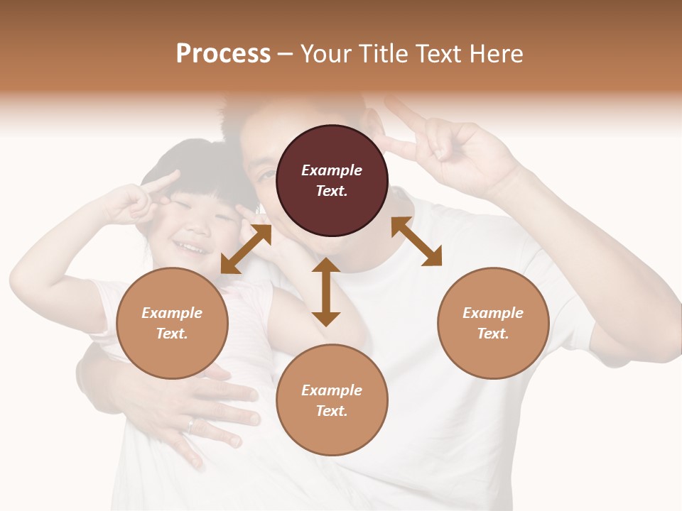 Young Chinese Father Posing With Daughter Making Victory Signs With Their Hands, Happily Smiling Looking At Camera PowerPoint Template