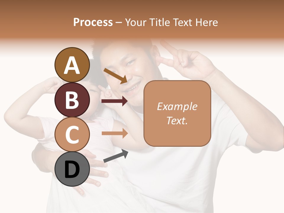 Young Chinese Father Posing With Daughter Making Victory Signs With Their Hands, Happily Smiling Looking At Camera PowerPoint Template