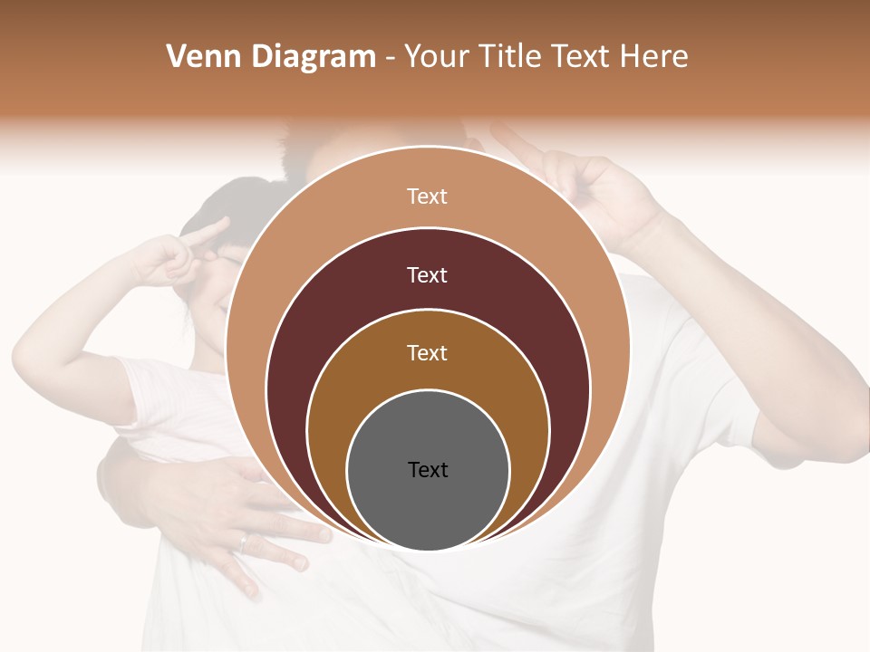 Young Chinese Father Posing With Daughter Making Victory Signs With Their Hands, Happily Smiling Looking At Camera PowerPoint Template