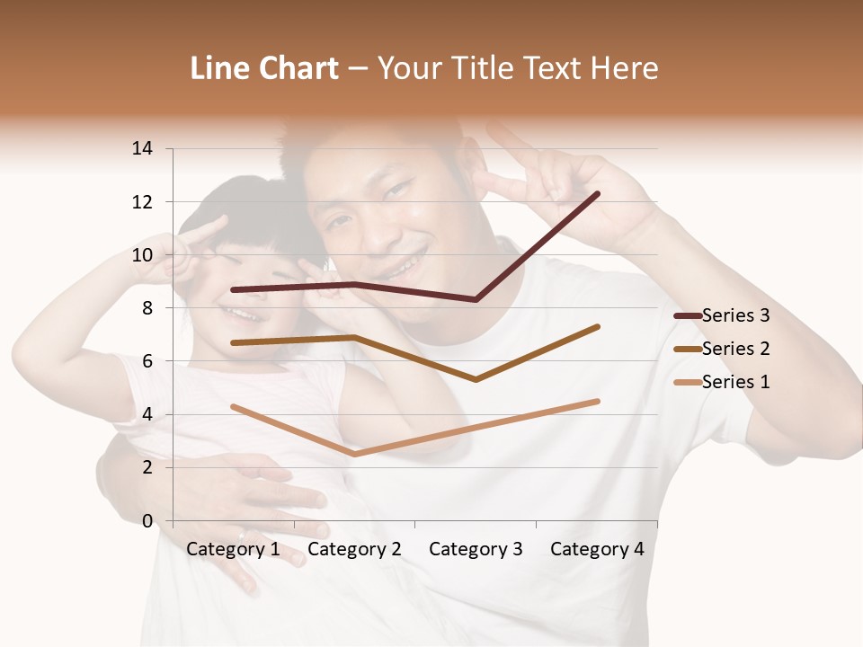 Young Chinese Father Posing With Daughter Making Victory Signs With Their Hands, Happily Smiling Looking At Camera PowerPoint Template