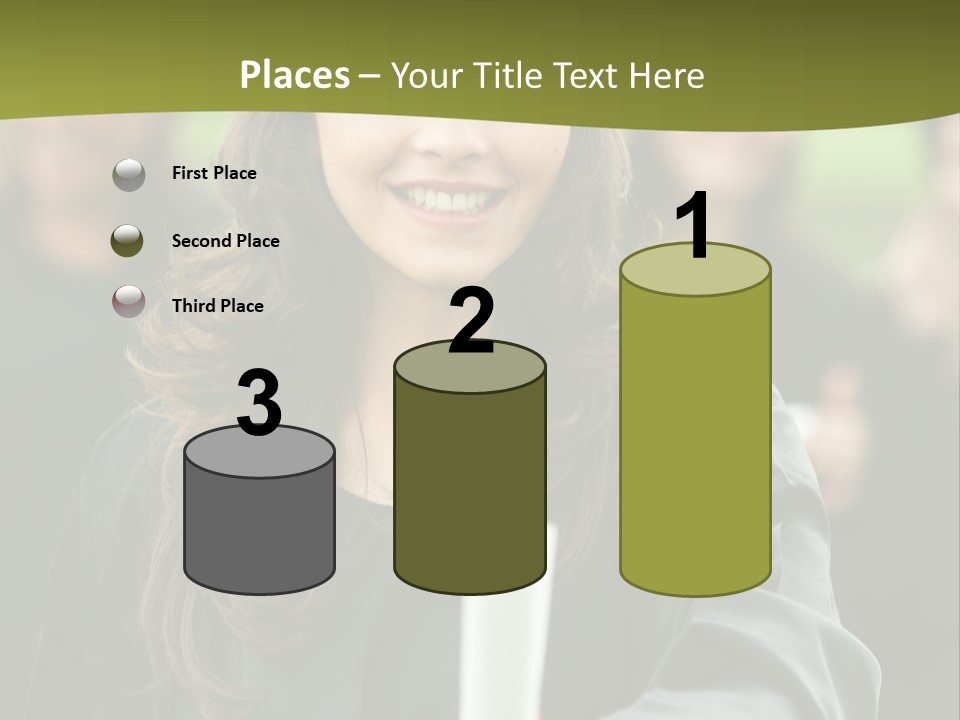 Female Graduation Portrait Smiling And Showing Her Diploma PowerPoint Template