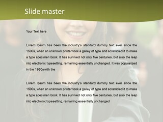 Female Graduation Portrait Smiling And Showing Her Diploma PowerPoint Template