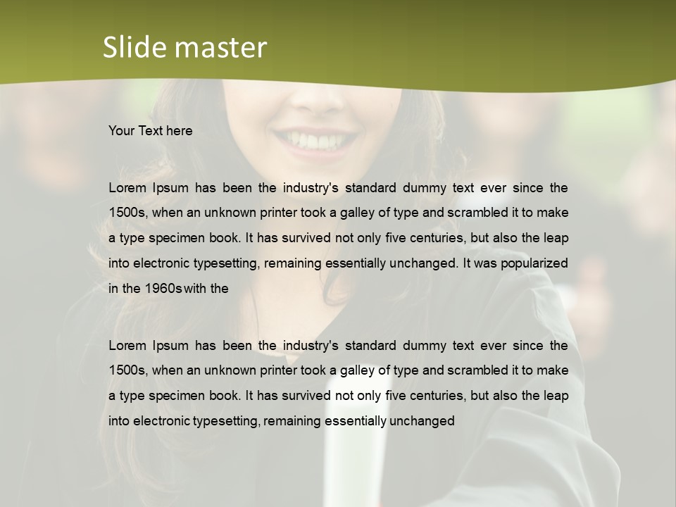 Female Graduation Portrait Smiling And Showing Her Diploma PowerPoint Template