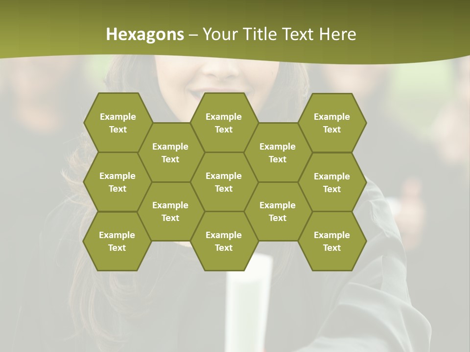 Female Graduation Portrait Smiling And Showing Her Diploma PowerPoint Template