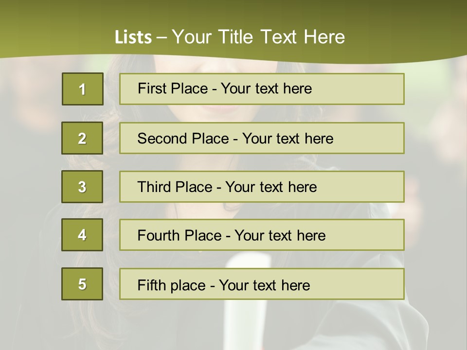 Female Graduation Portrait Smiling And Showing Her Diploma PowerPoint Template