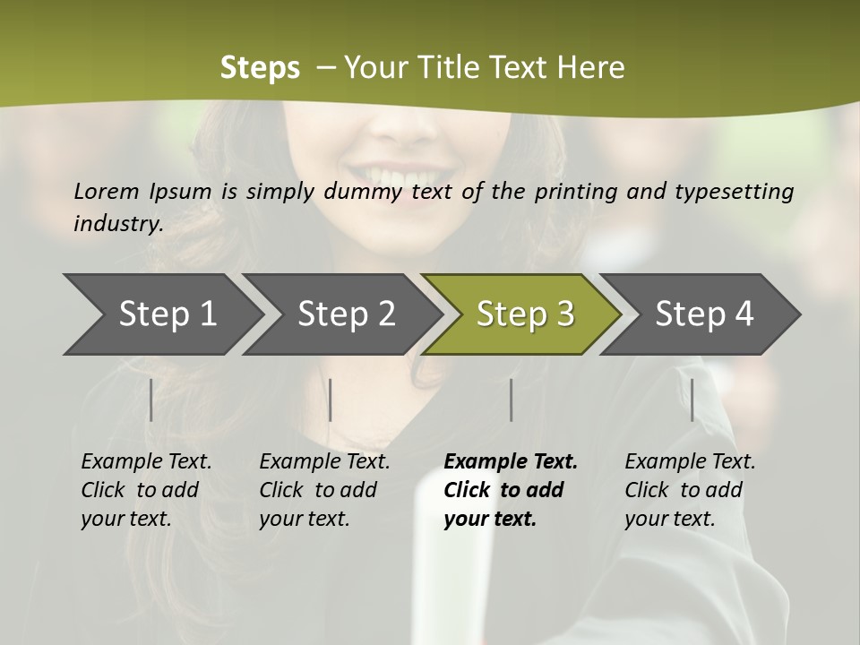 Female Graduation Portrait Smiling And Showing Her Diploma PowerPoint Template