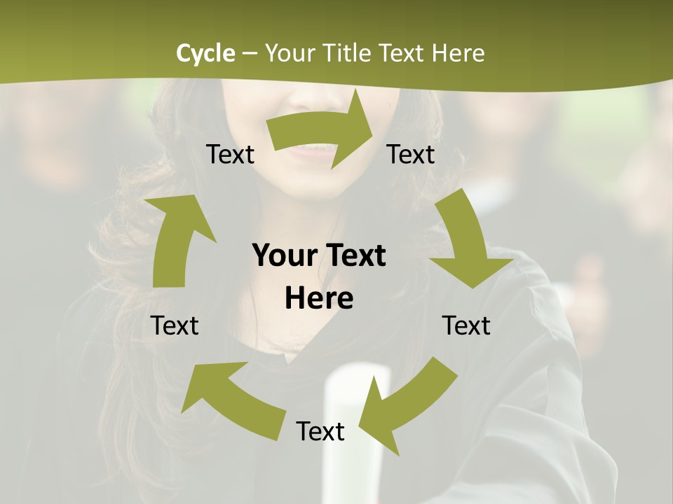 Female Graduation Portrait Smiling And Showing Her Diploma PowerPoint Template