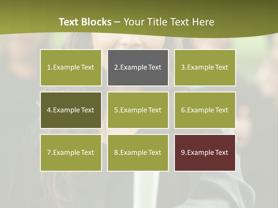 Female Graduation Portrait Smiling And Showing Her Diploma PowerPoint Template