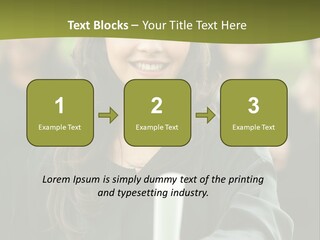 Female Graduation Portrait Smiling And Showing Her Diploma PowerPoint Template