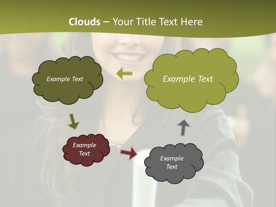 Female Graduation Portrait Smiling And Showing Her Diploma PowerPoint Template