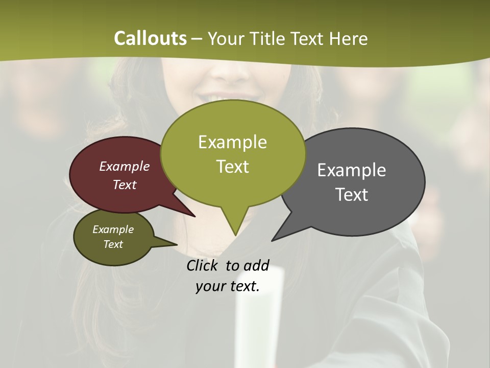 Female Graduation Portrait Smiling And Showing Her Diploma PowerPoint Template