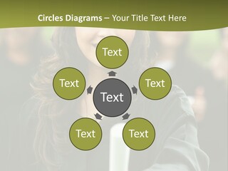 Female Graduation Portrait Smiling And Showing Her Diploma PowerPoint Template