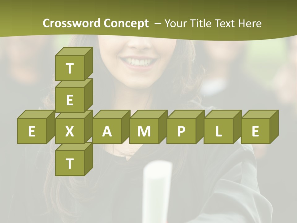 Female Graduation Portrait Smiling And Showing Her Diploma PowerPoint Template