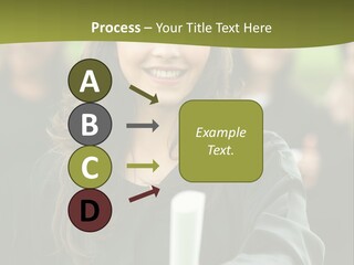 Female Graduation Portrait Smiling And Showing Her Diploma PowerPoint Template