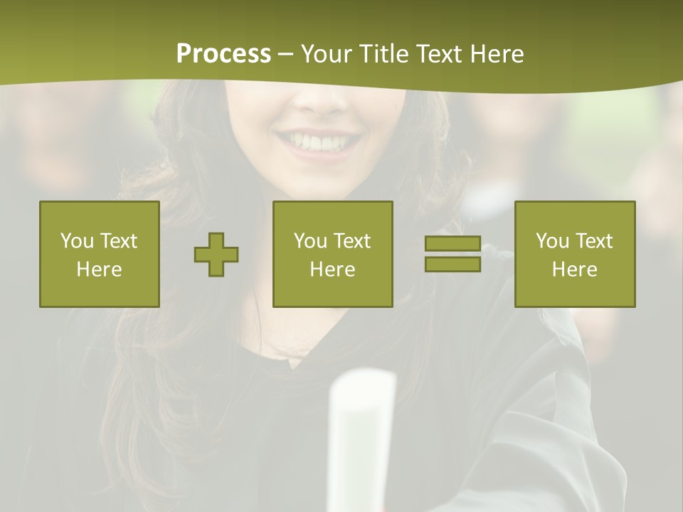 Female Graduation Portrait Smiling And Showing Her Diploma PowerPoint Template