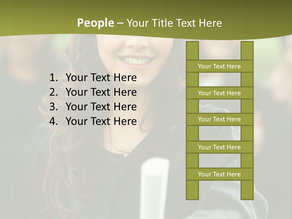 Female Graduation Portrait Smiling And Showing Her Diploma PowerPoint Template