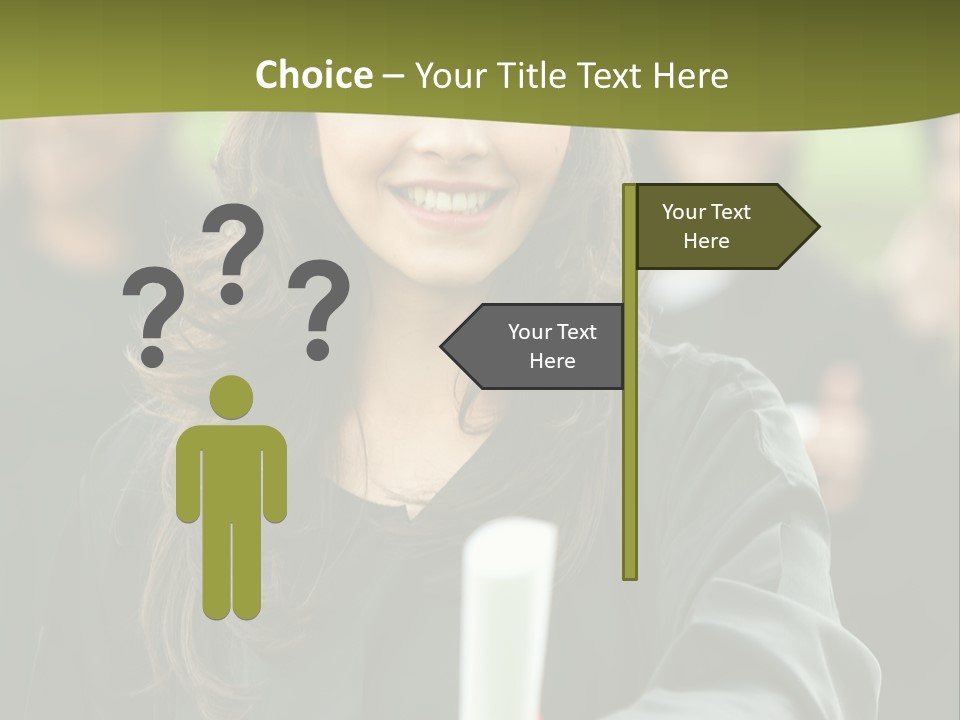 Female Graduation Portrait Smiling And Showing Her Diploma PowerPoint Template