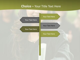 Female Graduation Portrait Smiling And Showing Her Diploma PowerPoint Template