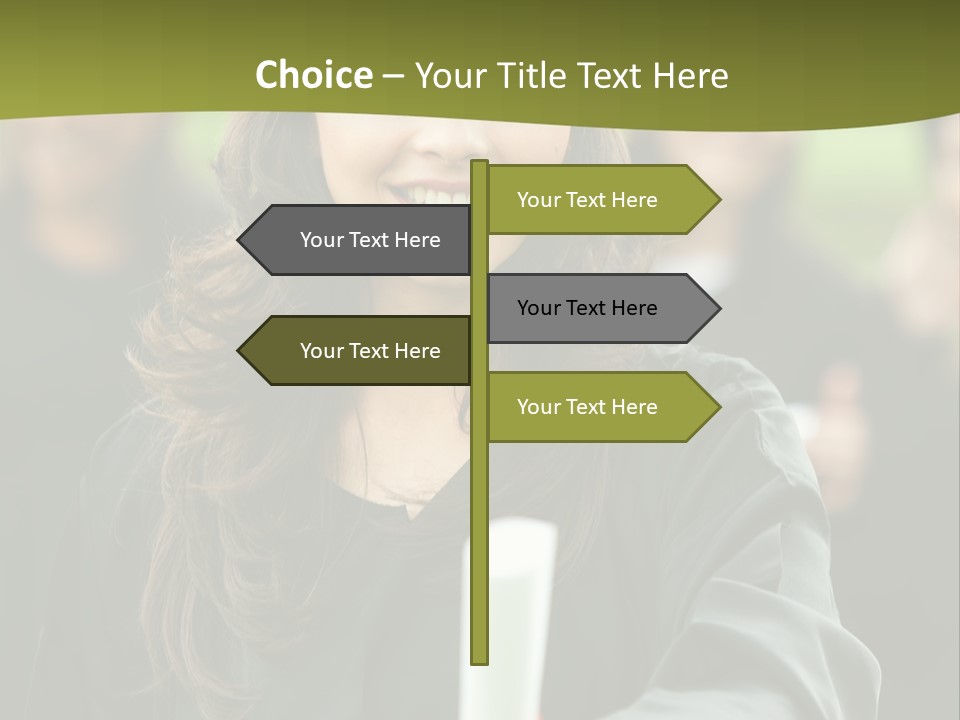 Female Graduation Portrait Smiling And Showing Her Diploma PowerPoint Template