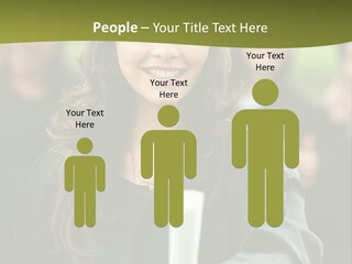 Female Graduation Portrait Smiling And Showing Her Diploma PowerPoint Template