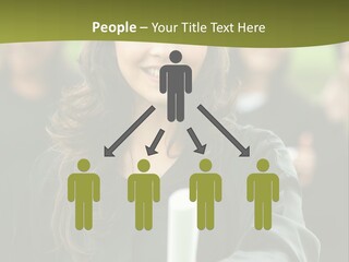 Female Graduation Portrait Smiling And Showing Her Diploma PowerPoint Template