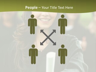 Female Graduation Portrait Smiling And Showing Her Diploma PowerPoint Template