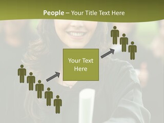 Female Graduation Portrait Smiling And Showing Her Diploma PowerPoint Template