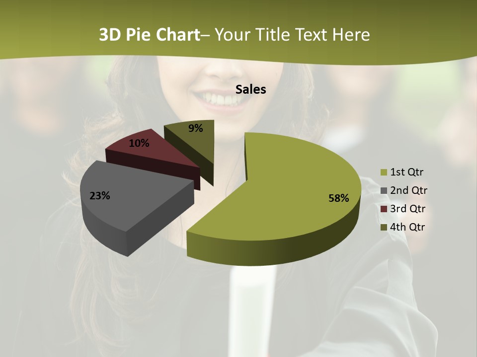Female Graduation Portrait Smiling And Showing Her Diploma PowerPoint Template