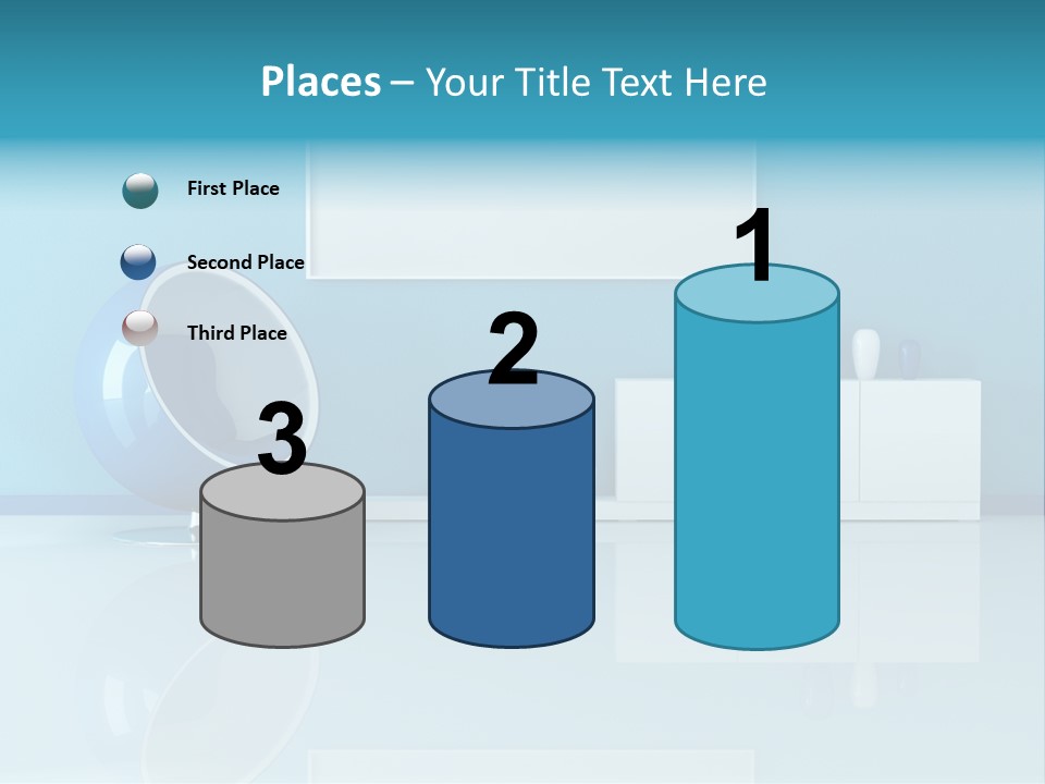 Blue Modern Living Room With Blank Canvas PowerPoint Template