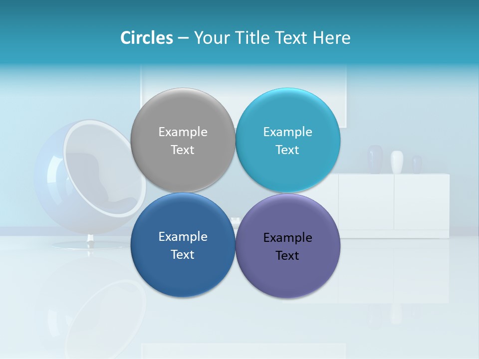 Blue Modern Living Room With Blank Canvas PowerPoint Template