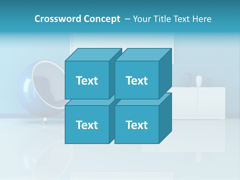 Blue Modern Living Room With Blank Canvas PowerPoint Template