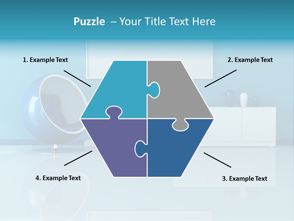 Blue Modern Living Room With Blank Canvas PowerPoint Template