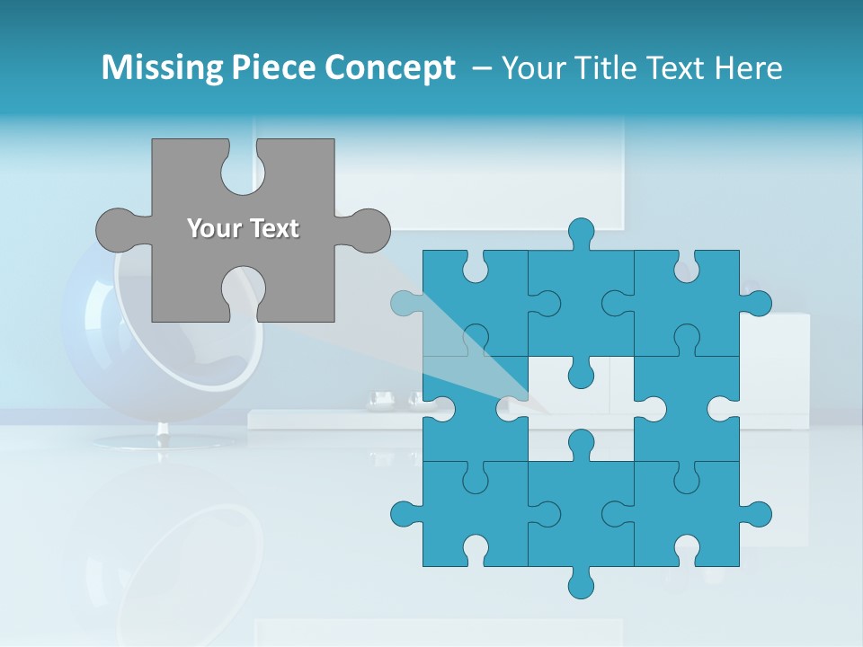 Blue Modern Living Room With Blank Canvas PowerPoint Template