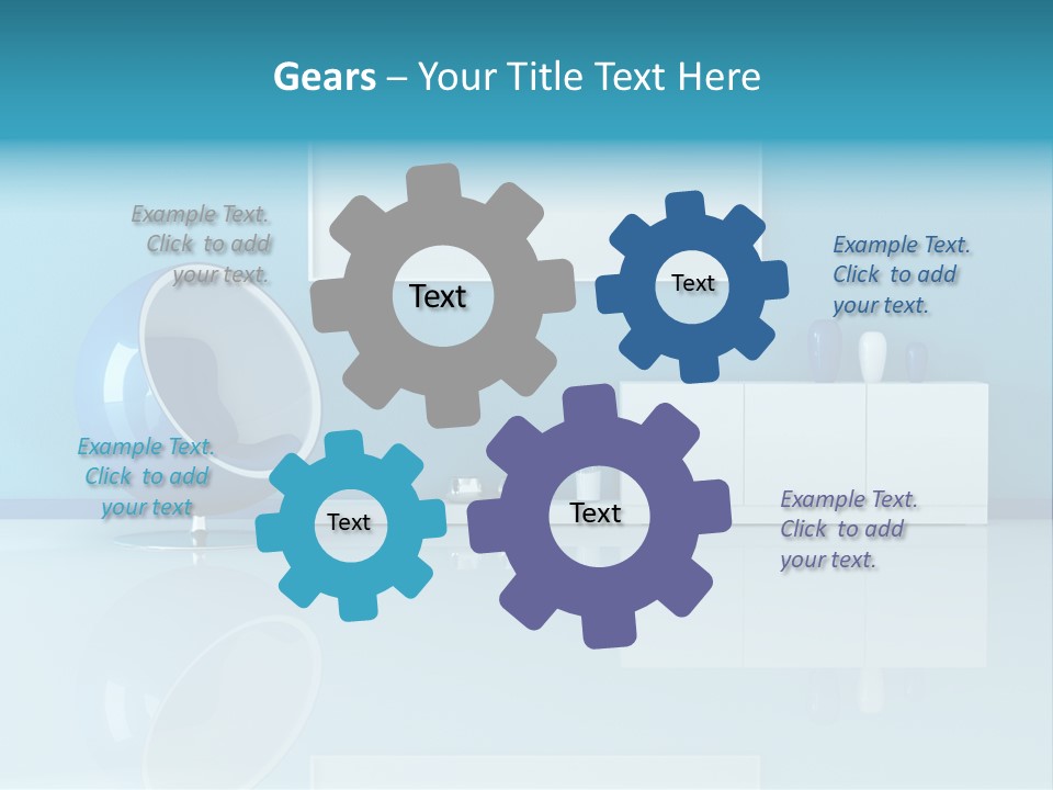 Blue Modern Living Room With Blank Canvas PowerPoint Template