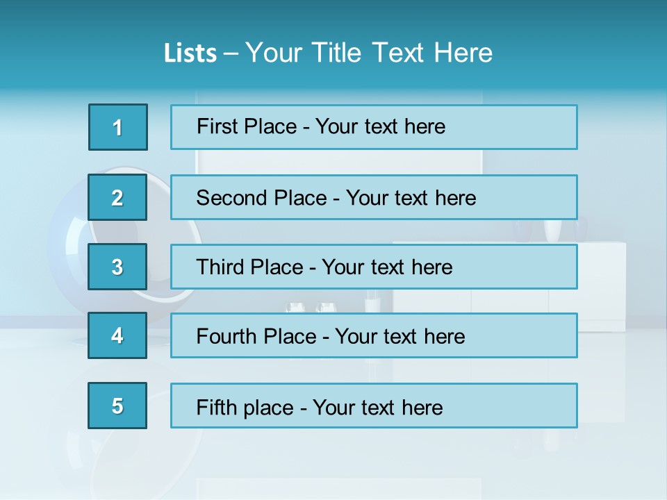 Blue Modern Living Room With Blank Canvas PowerPoint Template