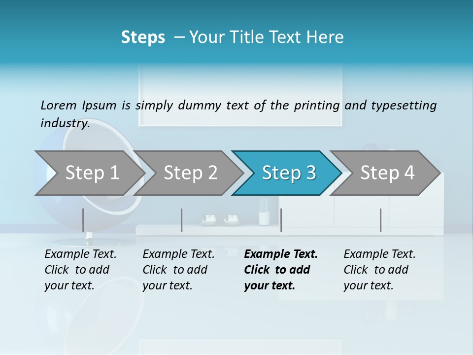 Blue Modern Living Room With Blank Canvas PowerPoint Template