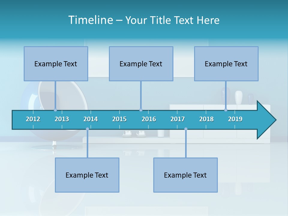 Blue Modern Living Room With Blank Canvas PowerPoint Template