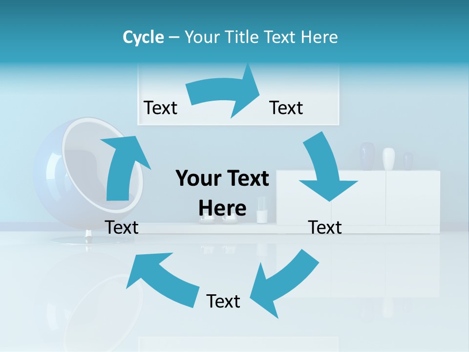 Blue Modern Living Room With Blank Canvas PowerPoint Template