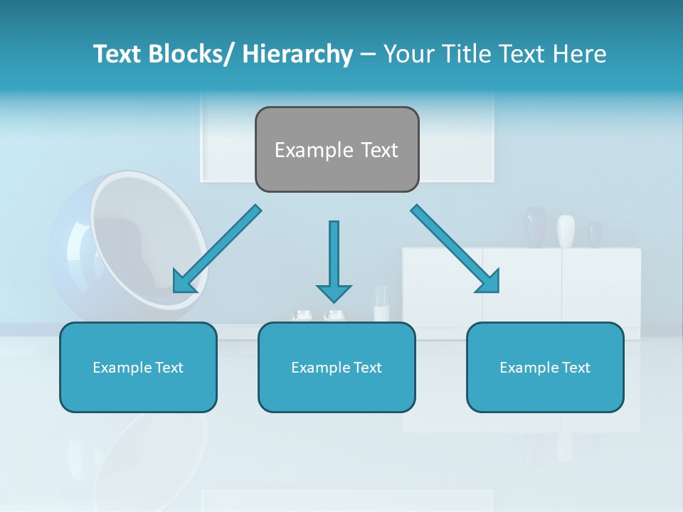 Blue Modern Living Room With Blank Canvas PowerPoint Template