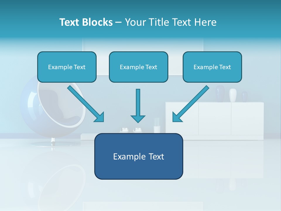 Blue Modern Living Room With Blank Canvas PowerPoint Template
